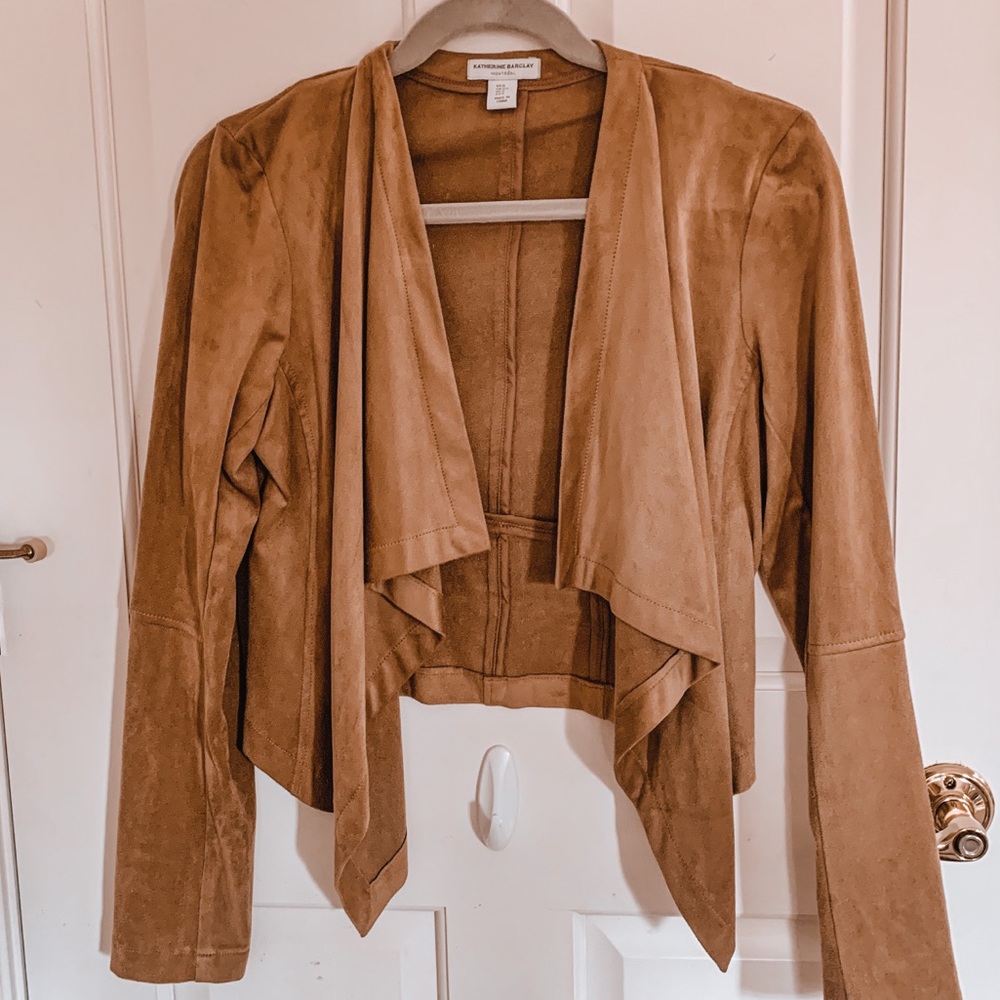 Suede Draped Open Jacket